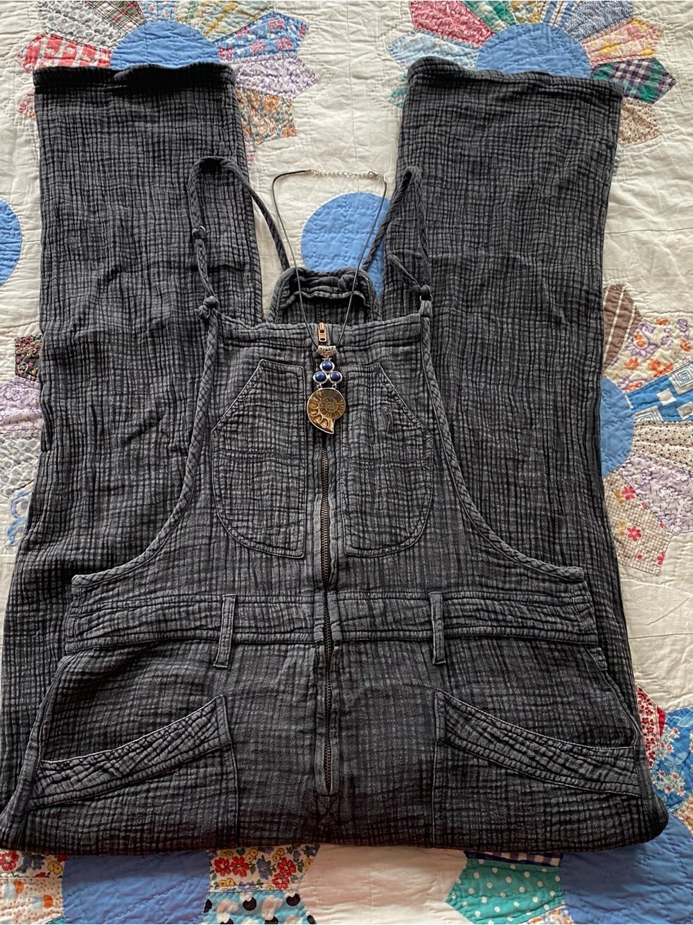 Pilcro Anthropology Boho Coastal Grey Cotton Gauze Painter’s Overalls Sz 28 p - Picture 3 of 11